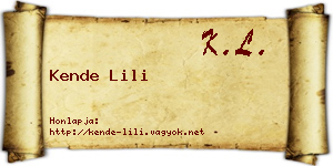 Kende Lili névjegykártya